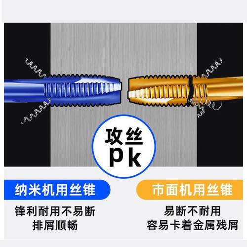 kt不锈钢丝攻含钴JLW蓝纳米锥螺旋先端机用攻丝丝头m钻24m3mm5m6