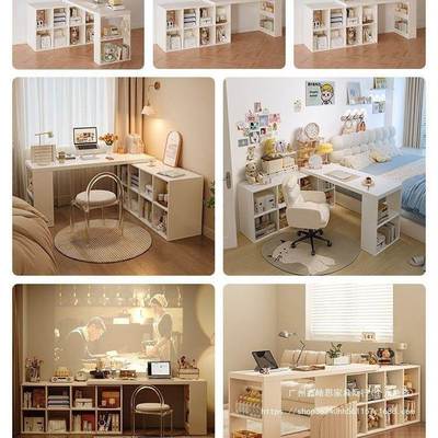 转角书桌学习桌子卧室女生书梳妆台WAT一实木体l型拐角办公电柜脑