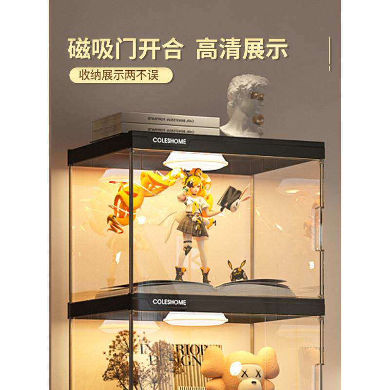 置书防柜展示柜带门尘书柜书架储物格子透明手办柜物模型落地陈列
