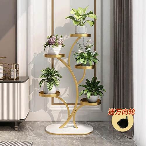 高端花架子客厅落地轮式多阳台置物架多托肉花架WJC万向铁艺花盆