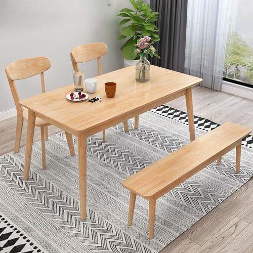 北欧全实木人餐桌家用小户型餐桌859椅组合4人6原吃色长方形饭桌