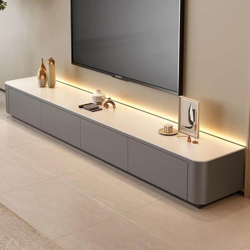 用岩柜板电视柜客厅家小户型轻奢高级感现代简约几落地茶电WPV视