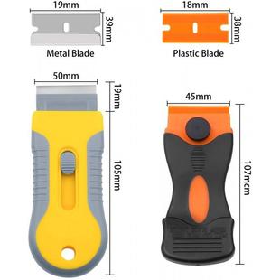 2工2件套塑料更刮刀清洁具窗户刮2刀 属和塑料换刀片 带0PCS金