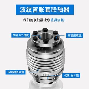 大扭矩数控车床丝杆电机弹性连轴器 DLK不锈钢波纹管联轴器胀套式