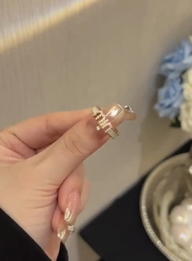 精致锆石字母字开口戒法式白色满钻食指戒时尚百搭网红戒指