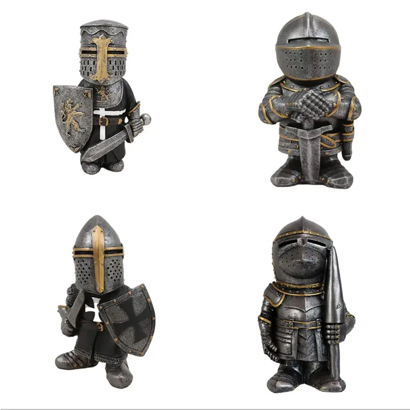 侏儒骑士守卫树脂摆件花园战争雕像knight gnomes guard 装饰
