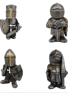 侏儒骑士守卫树脂摆件花园战争雕像knight gnomes guard 装饰