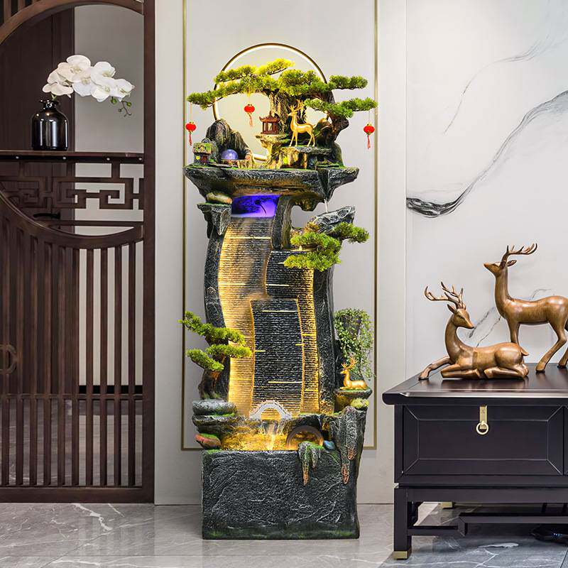 假山流水喷泉客厅循环水景观高端办公室风水轮生财加湿器落地摆件