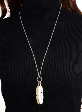 欧美新品项链金银羽毛造型锁骨链时尚潮流饰品配饰