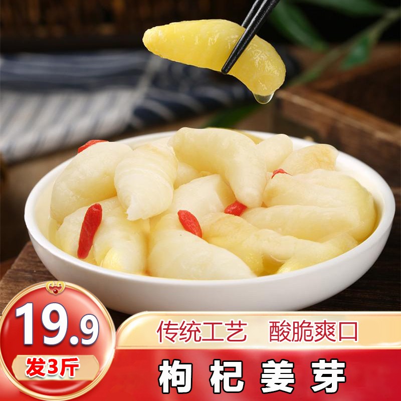 发5斤人参枸杞泡姜芽爽口姜仔新鲜嫩姜泡菜即食500g/袋