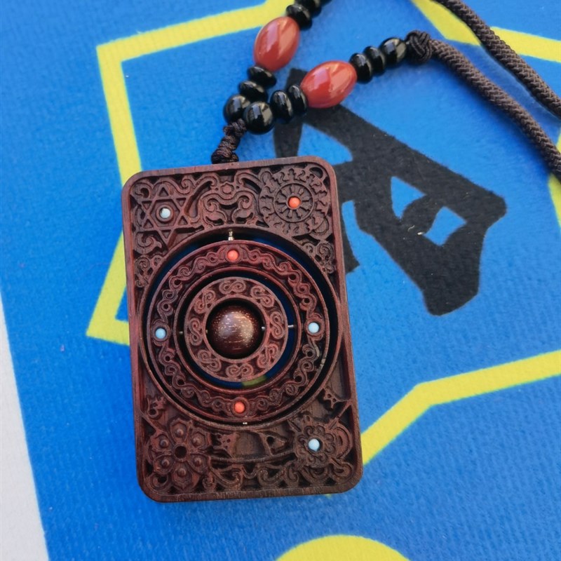 雷击枣木时来运转吊坠道家雷击木内嵌小叶紫檀珠子道家用品枣木