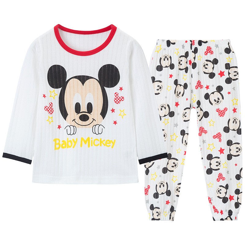 2020年新款童装透气棉长袖薄款空调服男女宝宝套装呼吸棉夏季卡通