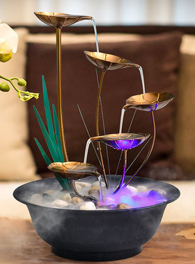 家居流水器电视柜小摆件铁艺喷泉办公室桌面客厅创意生日礼物品