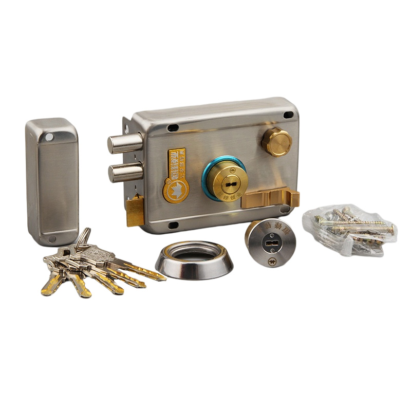 恒锋不锈钢加厚外装门锁 C级叶片钥匙 铜舌铜芯 大门木门房门铁门