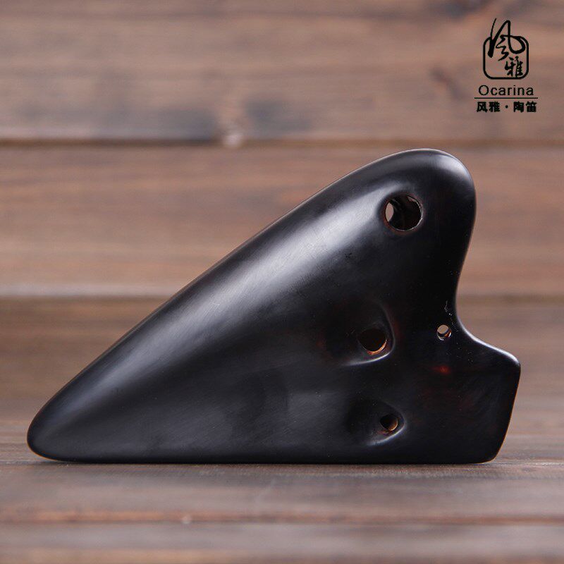 风雅陶笛   熏烧中音C调复管陶笛 演奏级双管AC调陶笛