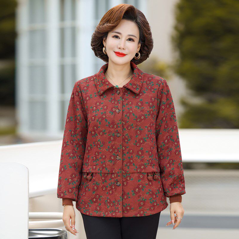 中老年妈妈秋装女加肥加大码奶奶装洋气外套老太太春秋款老人上衣