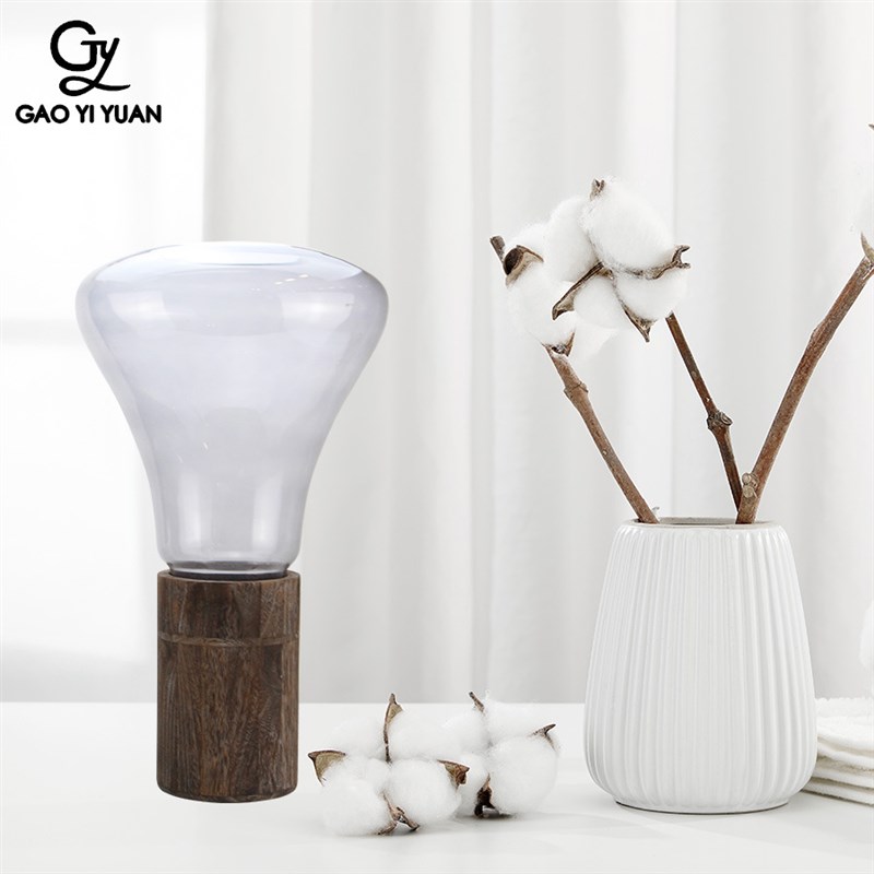 复古钙钠玻璃花瓶客厅北欧轻奢餐桌干花插花酒柜装饰玻璃花瓶