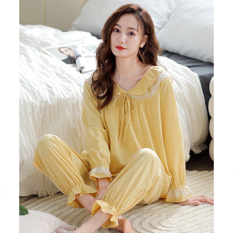 睡衣女春秋款纯棉长袖女款秋季2024年新款女士秋冬薄款大码家居服