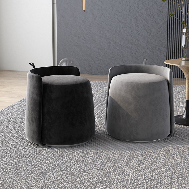 化妆椅绒布休闲化妆凳卧室轻奢高级奶油风家用绒布矮凳茶几圆凳子