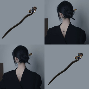 仿佛穿越千年时光 黑檀木发簪祥云古风木簪气质国风汉服盘发神器