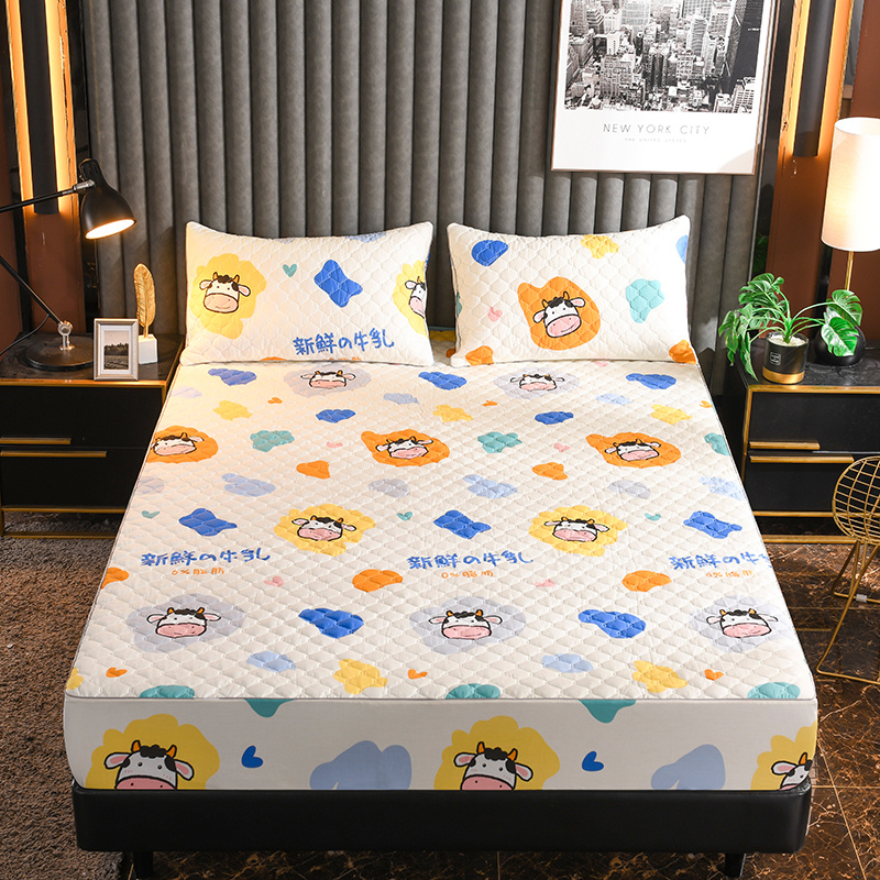 纯棉床笠单件全棉加厚夹棉薄床垫套席梦思保护套防滑卡通儿童床罩