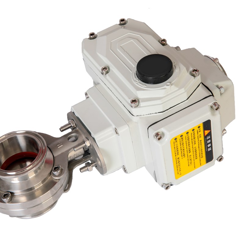 远恩D981X/304不锈钢电动快装蝶阀卫生级快开卡箍式夹头粉尘阀门