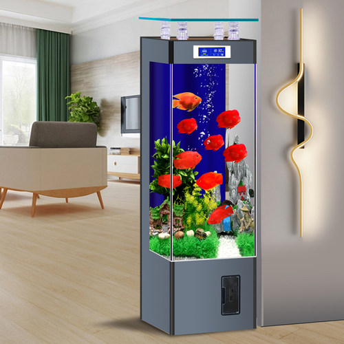 超白玻璃鱼缸客厅小型家用立式落地生态金鱼缸2023新款智能水族箱