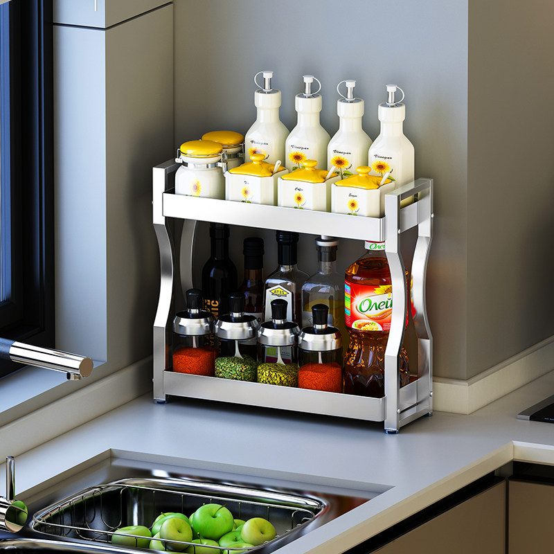 厨房置物架调料架台面小型极窄款放调味料架子油盐酱醋收纳架灶台