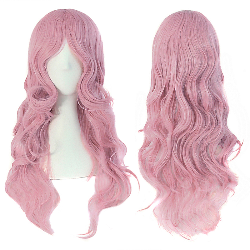 潼漫 cos假发女长卷发大波浪60cm藕粉色高温丝全头套长发动漫假毛