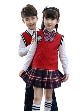 幼儿园园服秋冬装小学生校服内搭毛衣背心英伦学院风班服三件套装
