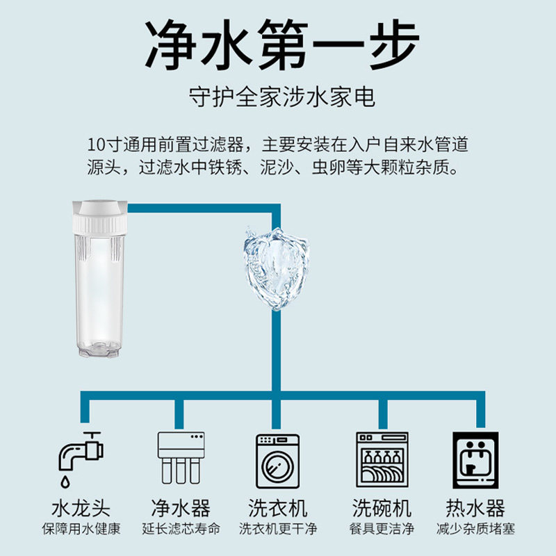 10寸滤瓶自来水前置过滤器净水器配件4分2分pp棉滤芯配件通用滤桶