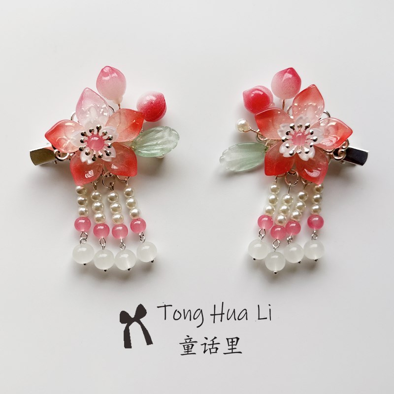 古装头饰古风发夹儿童夏天汉服配饰女童发饰步摇流苏发卡发簪簪子