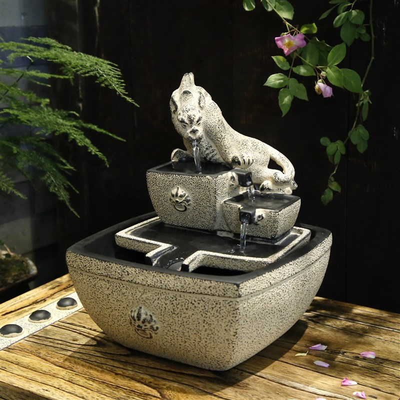 日进斗金开业礼物吧台桌面循环流水招财摆件高档茶室办公前台装饰