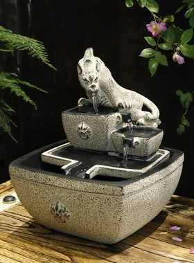 日进斗金开业礼物吧台桌面循环流水招财摆件高档茶室办公前台装饰