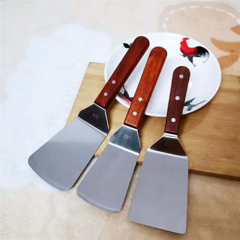 加厚不锈钢多功能煎铲铁板烧料理铲长柄煎饼铲子牛排铲圆头扒铲