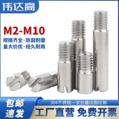 304不锈钢GB878外螺纹圆柱销一字槽定位销轴M2M2.5M3M4M5M6M8M10