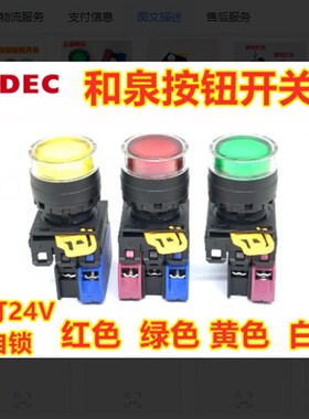 IDEC和泉YW1L-AF2E10Q4G 20 11Q4G YW-DE自锁带灯按钮开关SR Y PW