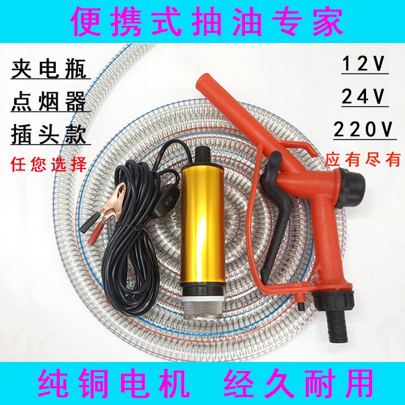 油桶倒油神器电动抽油泵柴油小型油抽子加油枪工具12V24水泵220v