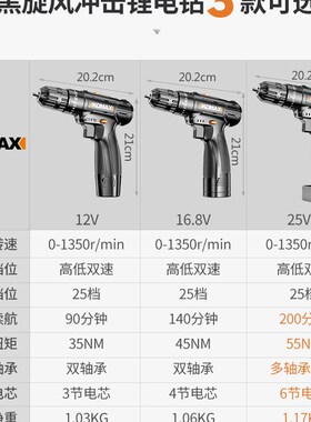 德国KOMAX家用多功能电动螺丝刀冲击钻充电式手电钻电动工具箱手