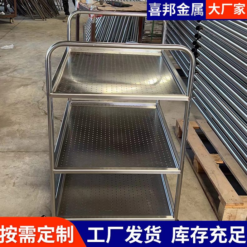 直销不锈钢推车三四层酒店传菜手推车304加厚工厂置物流动手推车