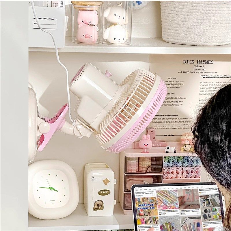 学生宿舍床上床头夹式小型电风扇办公室桌面台式家用小风扇夹扇