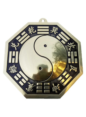 大号铜八卦镜家用阴阳太极图凸镜大门挂件凹镜化冲路尖角铜凸透镜