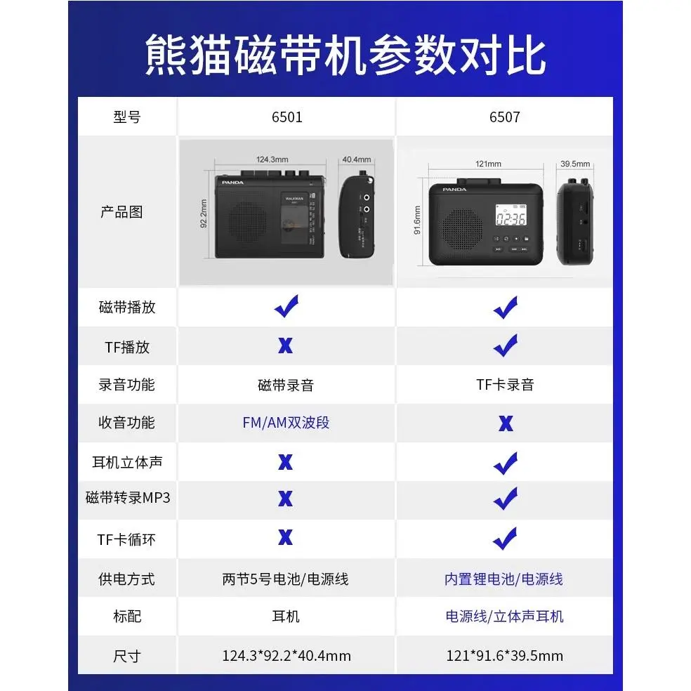 6501磁带播放机复古老式随身听walkman单放卡带小型收录音机