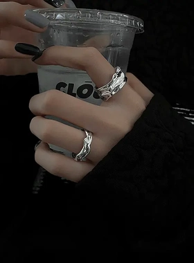 不规则几何开口戒指韩国简约个性指环食指戒时尚ins冷淡风手饰女