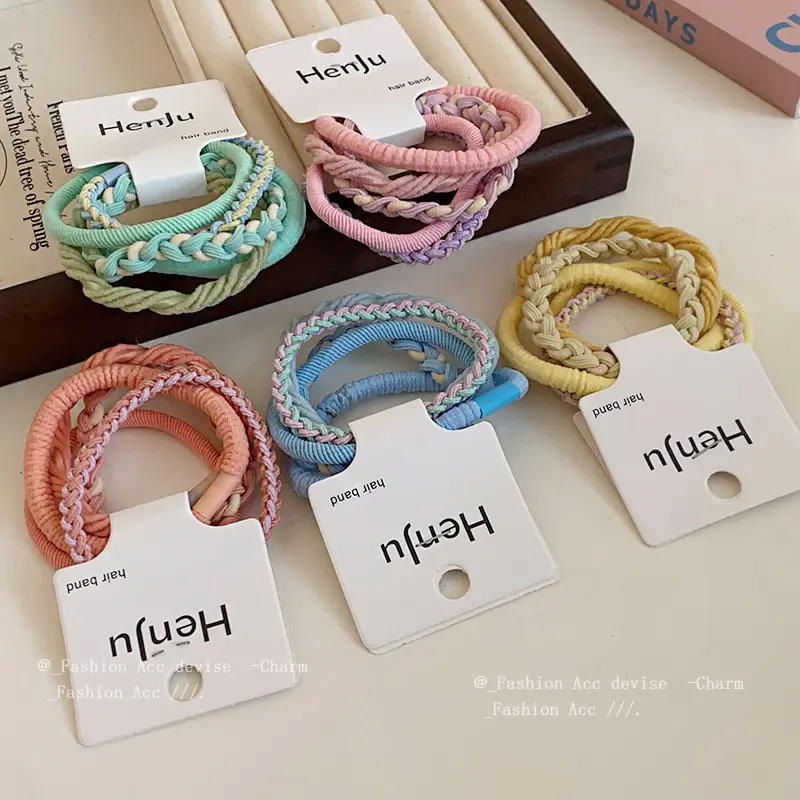 纯色编织布艺圆圈弹力发圈韩系简约百搭发绳时尚高级感发饰女