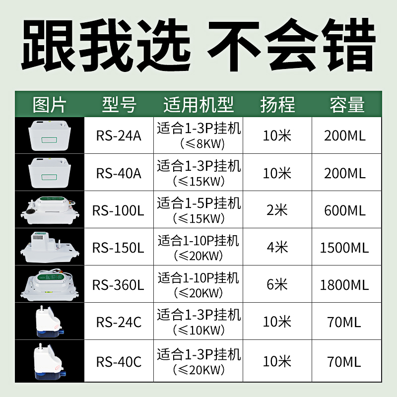 空调排水泵冷凝水提升泵全自动抽水泵中央空调外置柜机挂机抽水器