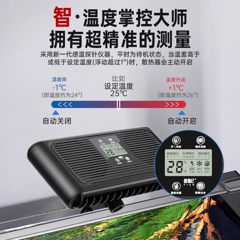 鱼物记鱼缸风扇冷水制冷机自动控温静音水草海水散热鱼缸降温神器