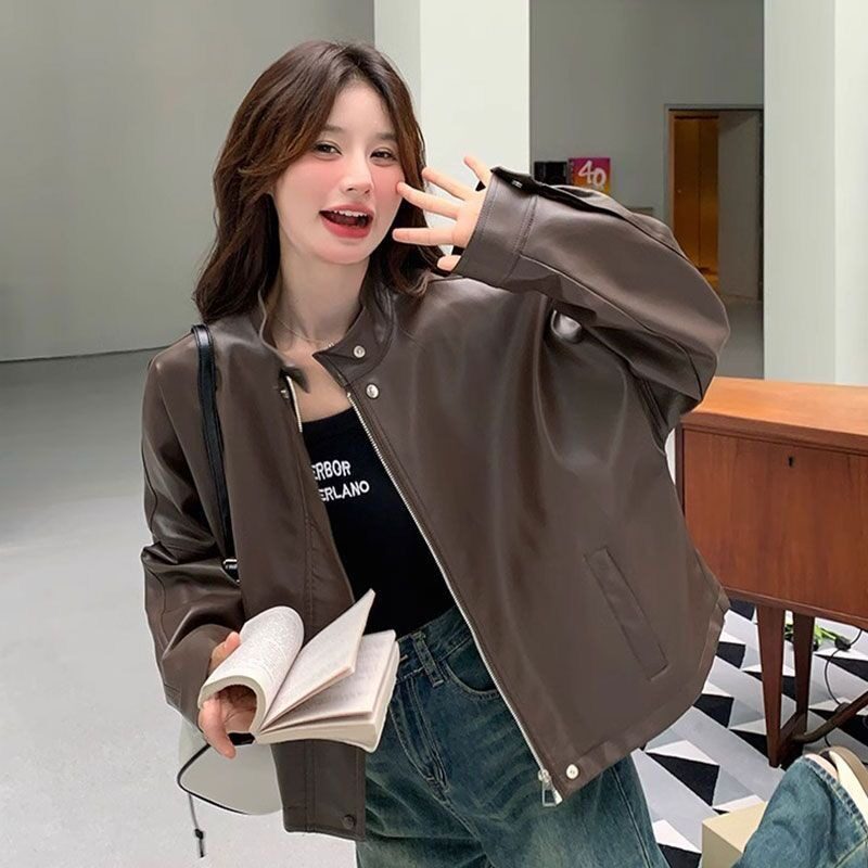 咖色皮衣外套女皮夹克202
