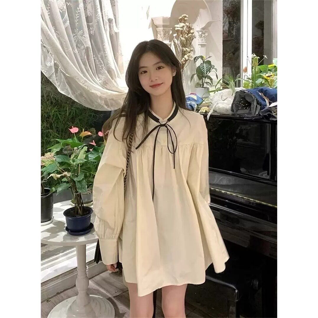 小个子衬衫娃娃连衣裙子女秋装新款法式温柔小众减龄短裙超仙内搭