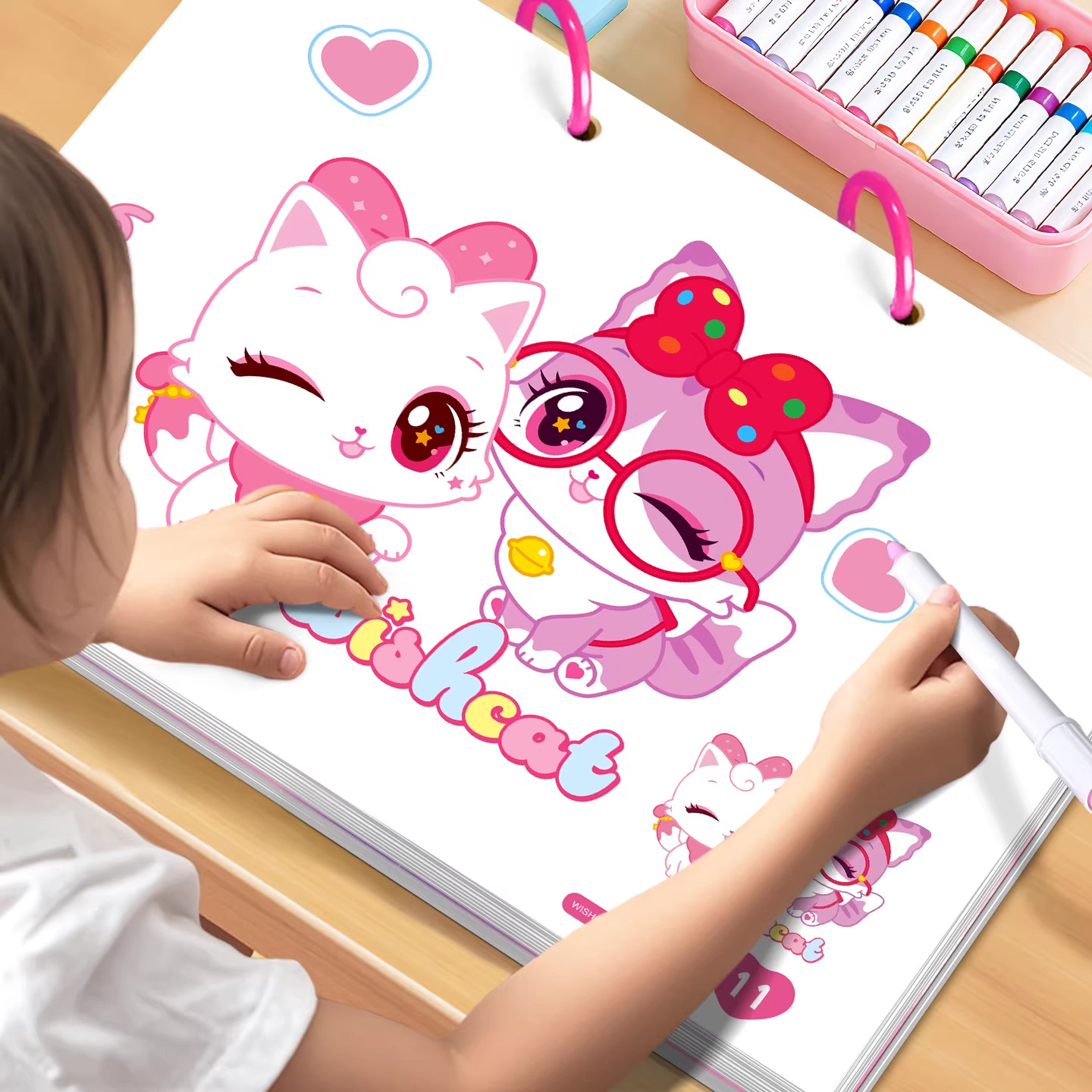 愿望喵喵许愿猫涂色本儿童3-6岁画画本宝宝早教启蒙绘画涂鸦填色